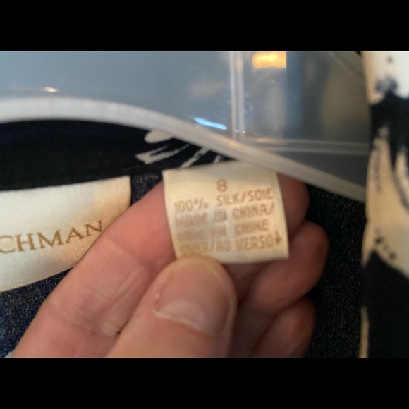 Dana Buchman Navy Flowered Blouse - Picture 4 of 5